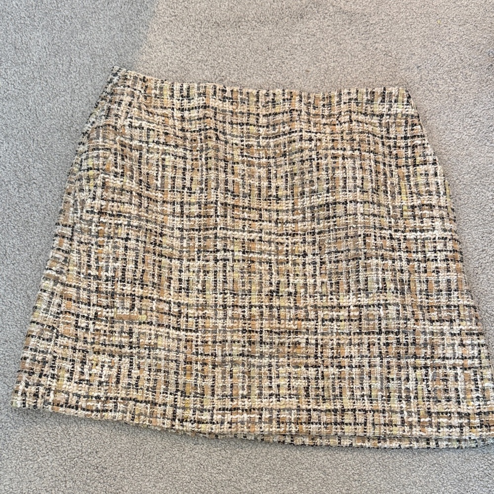 LOFT Plaid Mini Skirt - Cream and Brown